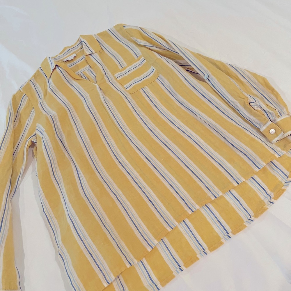 J Jill Love Linen Yellow w Blye/white stripes. Excellent condition. Size M